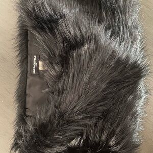 Karl Lagerfeld Black Faux Fur Collar Scarf